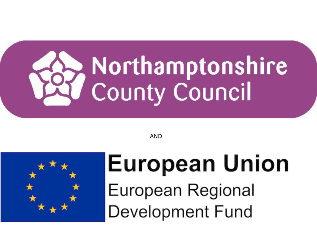 logos of Northamptonshire County Council and European Union