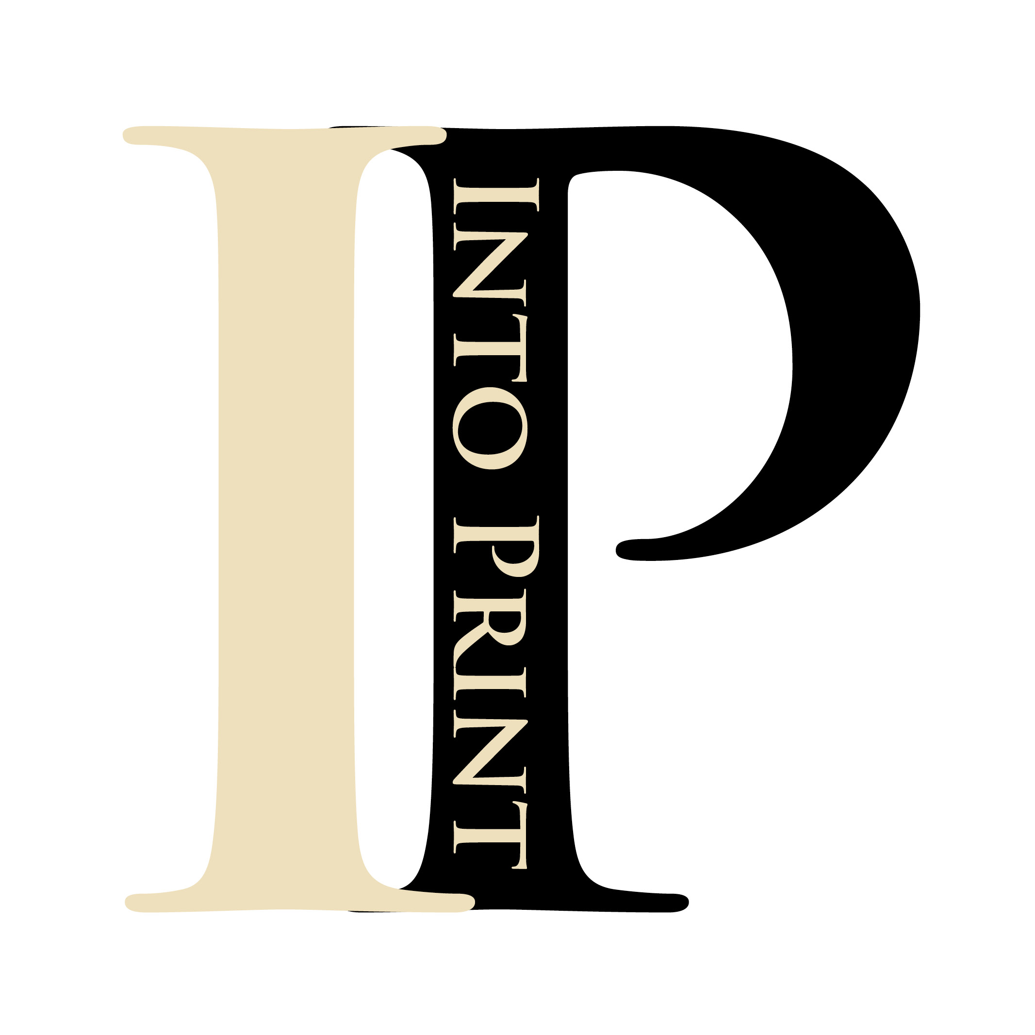 capital I and P makes up the Into Print logo